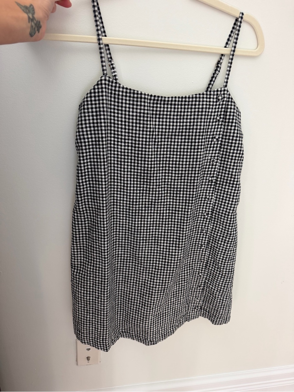 Abercrombie & Fitch Gingham Spaghetti Strap Mini Dress - Black & White XXS